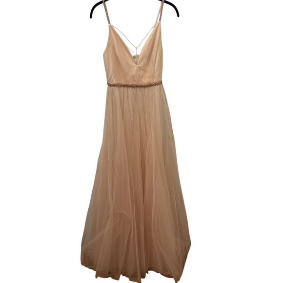 BCBGMaxazria Almond Pink Tulle Evening Gown Size 0 - Picture 2 of 8